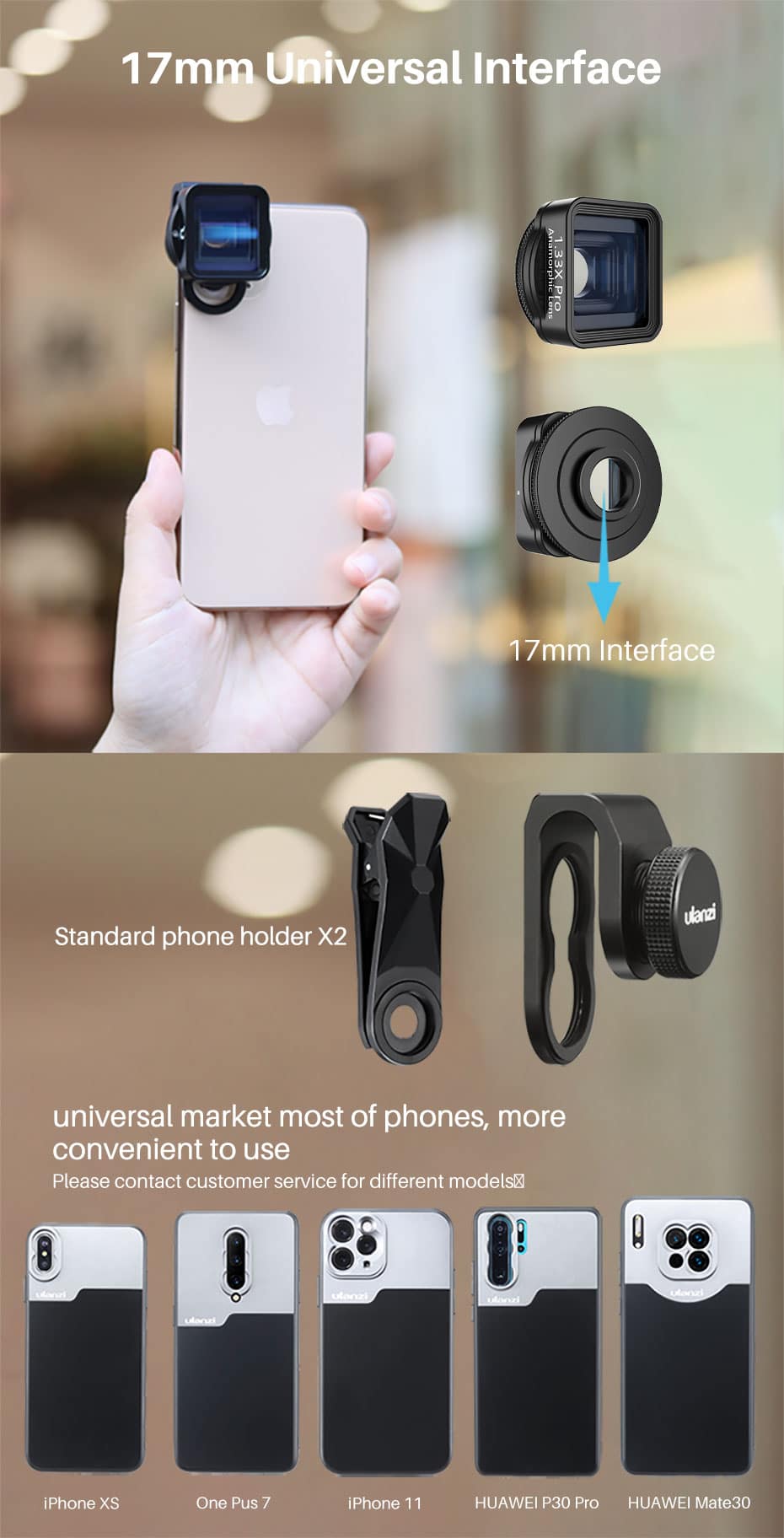 Ulanzi 1.33X Pro Anamorphic Lens (3e Generatie) - Universeel voor alle Smartphones