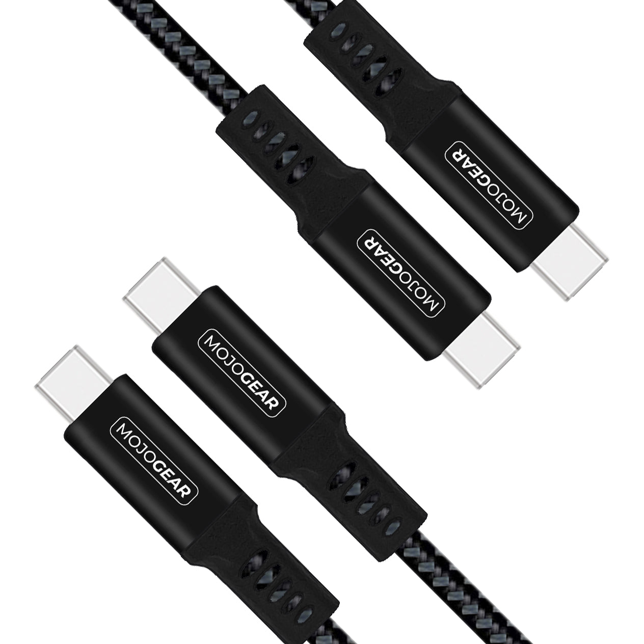 2x MOJOGEAR USB-C naar USB-C kabel 1.5 of 3 meter Extra Sterk [DUOPACK]