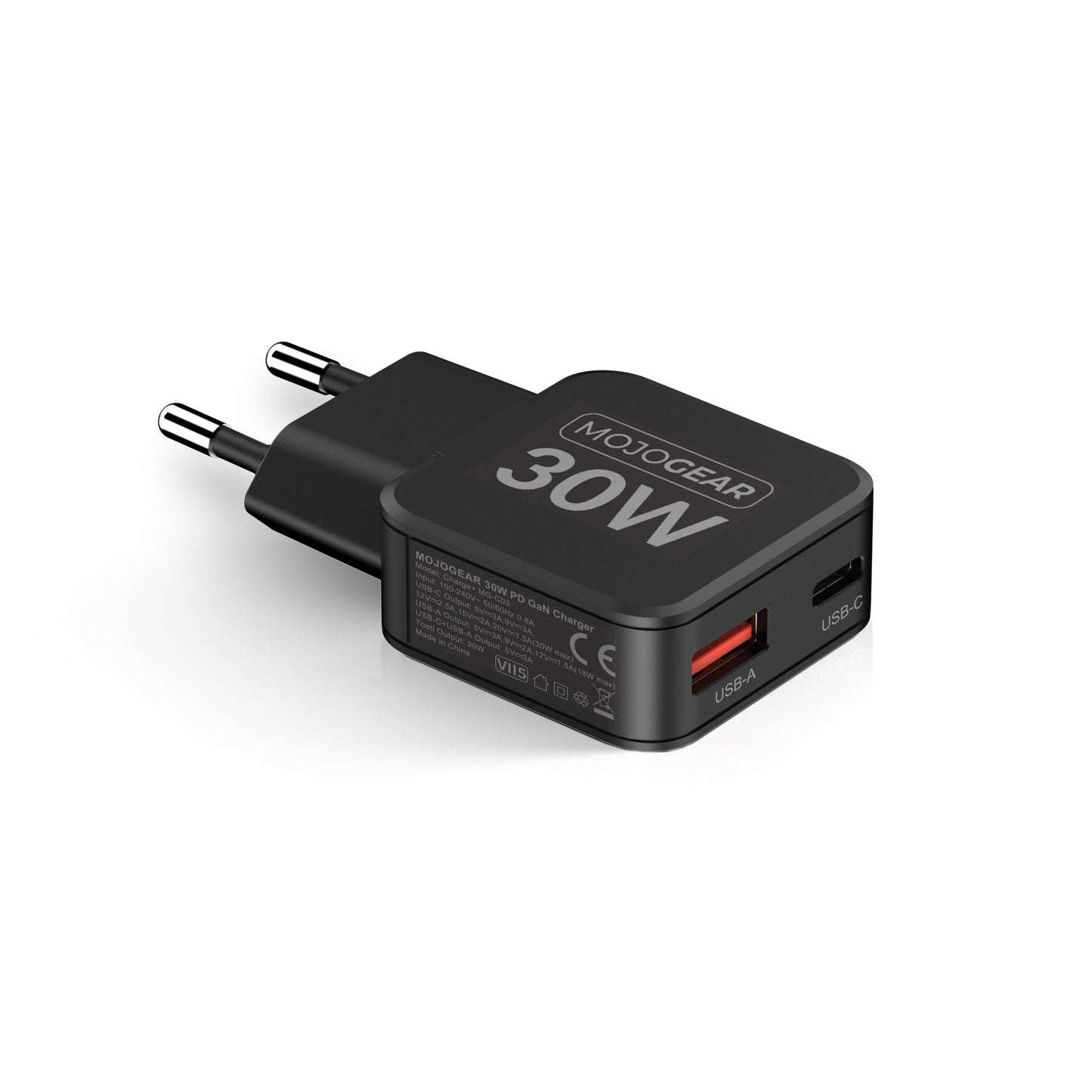 MOJOGEAR CHARGE+ Mini 30W USB-C Oplader met 2 poorten USB/USB-C