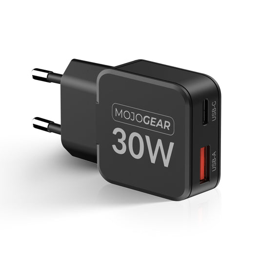 MOJOGEAR CHARGE+ Mini 30W USB-C Oplader met 2 poorten USB/USB-C
