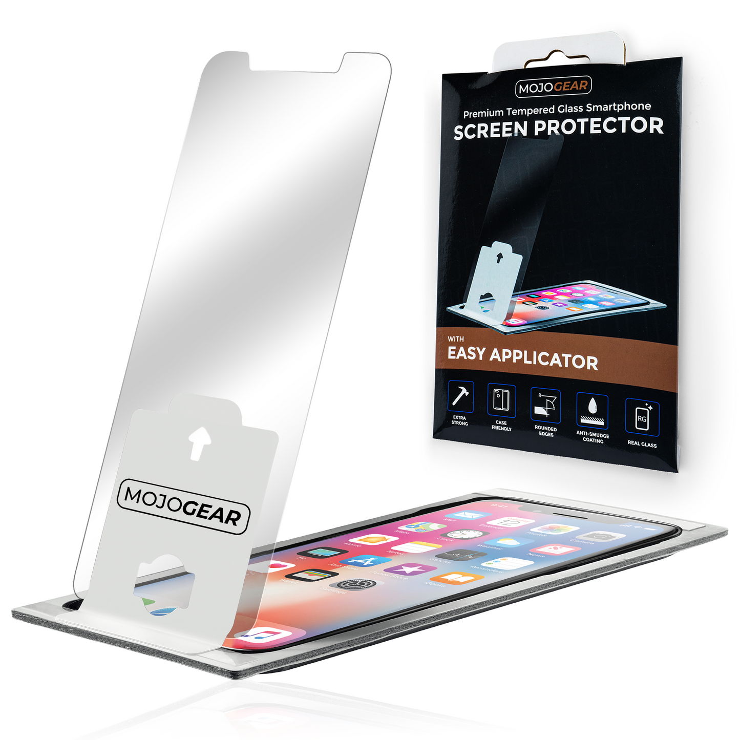 MOJOGEAR Screenprotector met Montageframe voor iPhone - Extra sterk beschermglas - Screen protectors