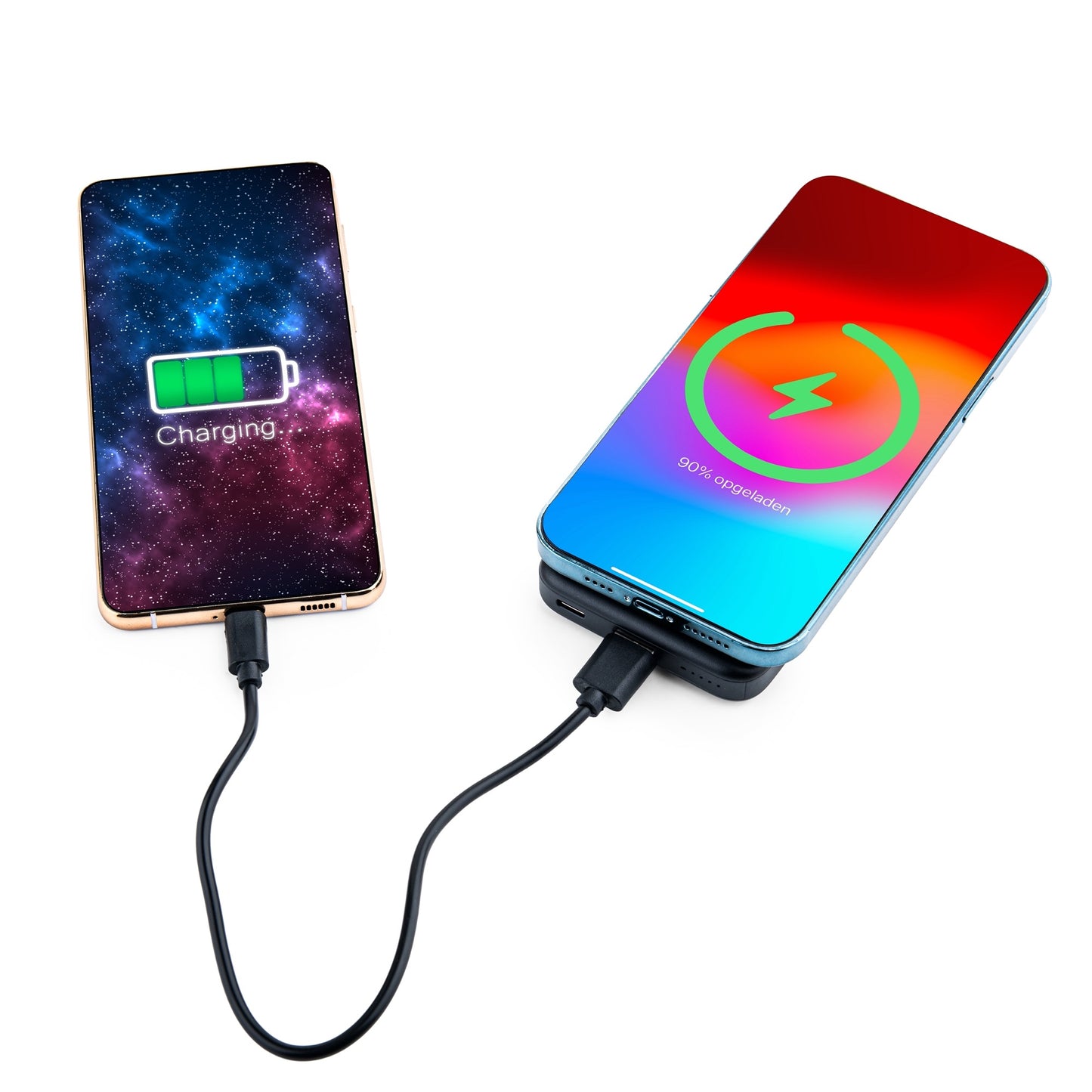 MOJOGEAR Wireless MagSafe powerbank 10.000 mAh - Magnetisch en Draadloos voor Android en iPhone - Met bureau-standaard - Zwart/Wit - Powerbanks