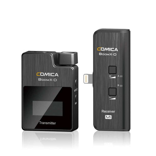 Comica BoomX-D MI1 wireless microphone set with 1 transmitter and Lightning receiver for iPhone