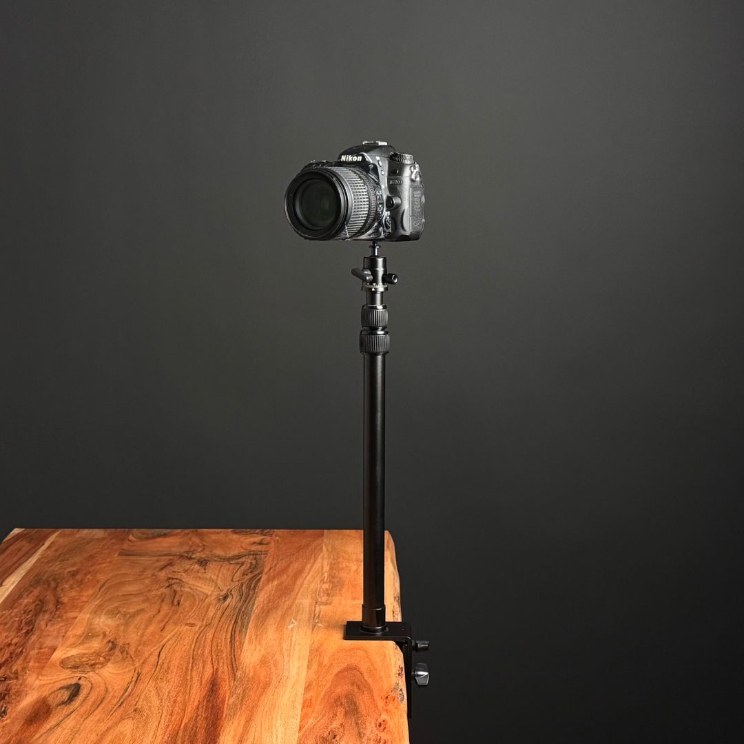 MOJOGEAR uitschuifbaar statief met tafelklem - Inclusief statiefkop en telefoonhouder - Vaste statieven