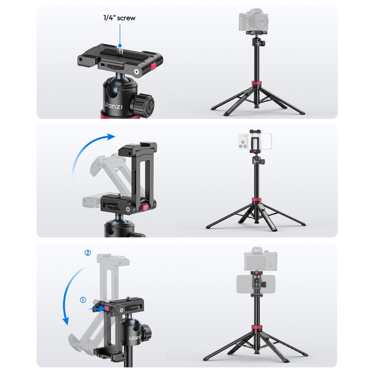 Ulanzi MT-44 B 2-in-1 Selfiestick Statief 150cm + remote - Selfiesticks