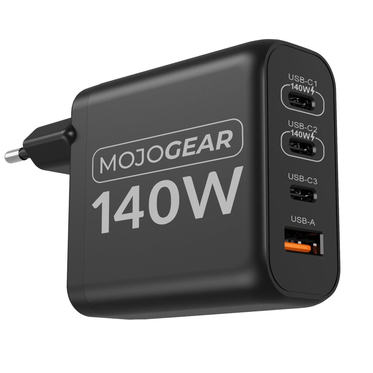 MOJOGEAR CHARGE+ 140 Watt oplader met 4 poorten USB / USB-C