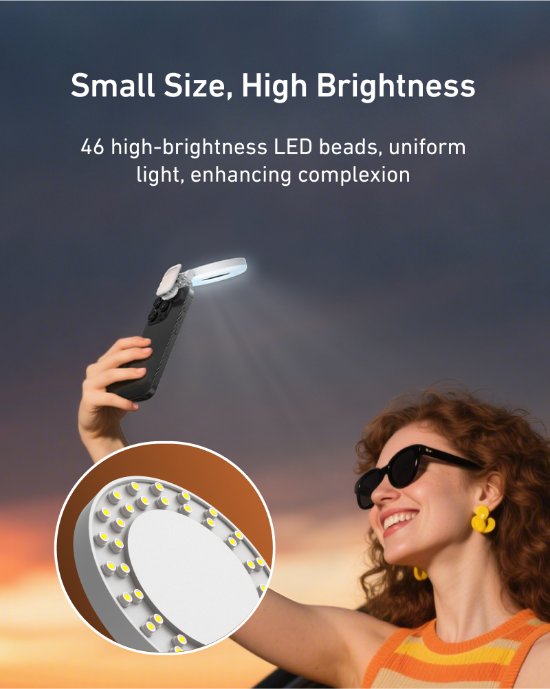 Telesin Mini Selfie Ring Light with Clip for Smartphone - White