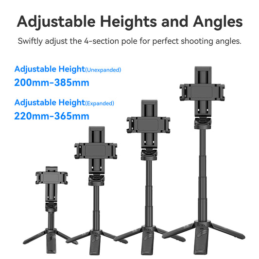 Ulanzi JJ02 Pocket selfie stick statief met bluetooth afstandsbediening - Selfiesticks