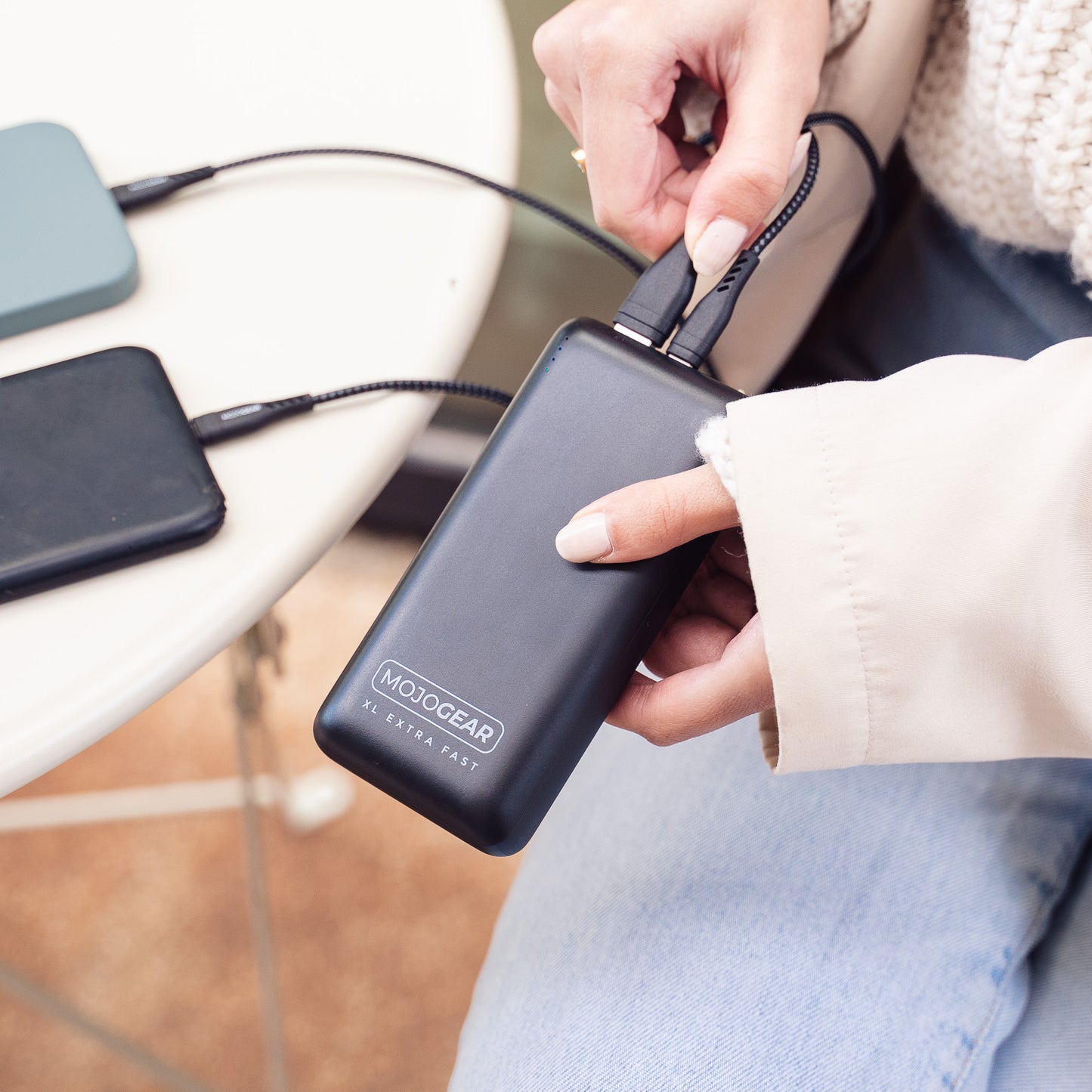 MOJOGEAR MINI XL 20.000 mAh EXTRA FAST powerbank met USB-C naar USB kabel Extra Sterk 1,5m - Powerbanks