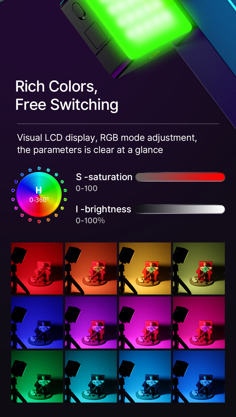Ulanzi VL49 Pro Mini RGB videolamp - Cameralampen