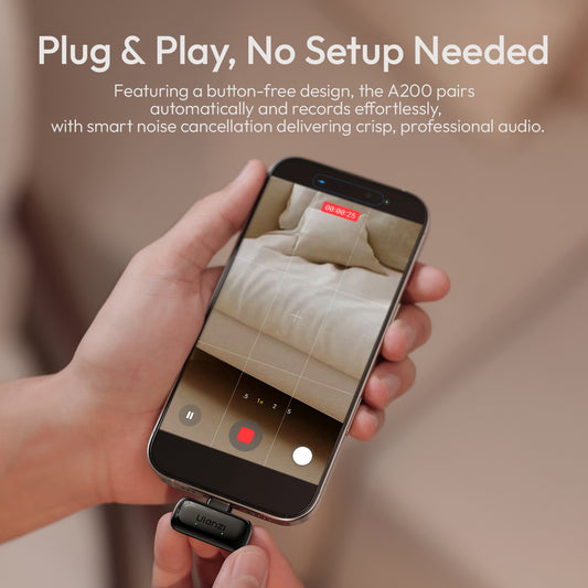 Ulanzi A200 Mini Mic draadloze microfoon USB-C - Zwart/Wit - Draadloze microfoons