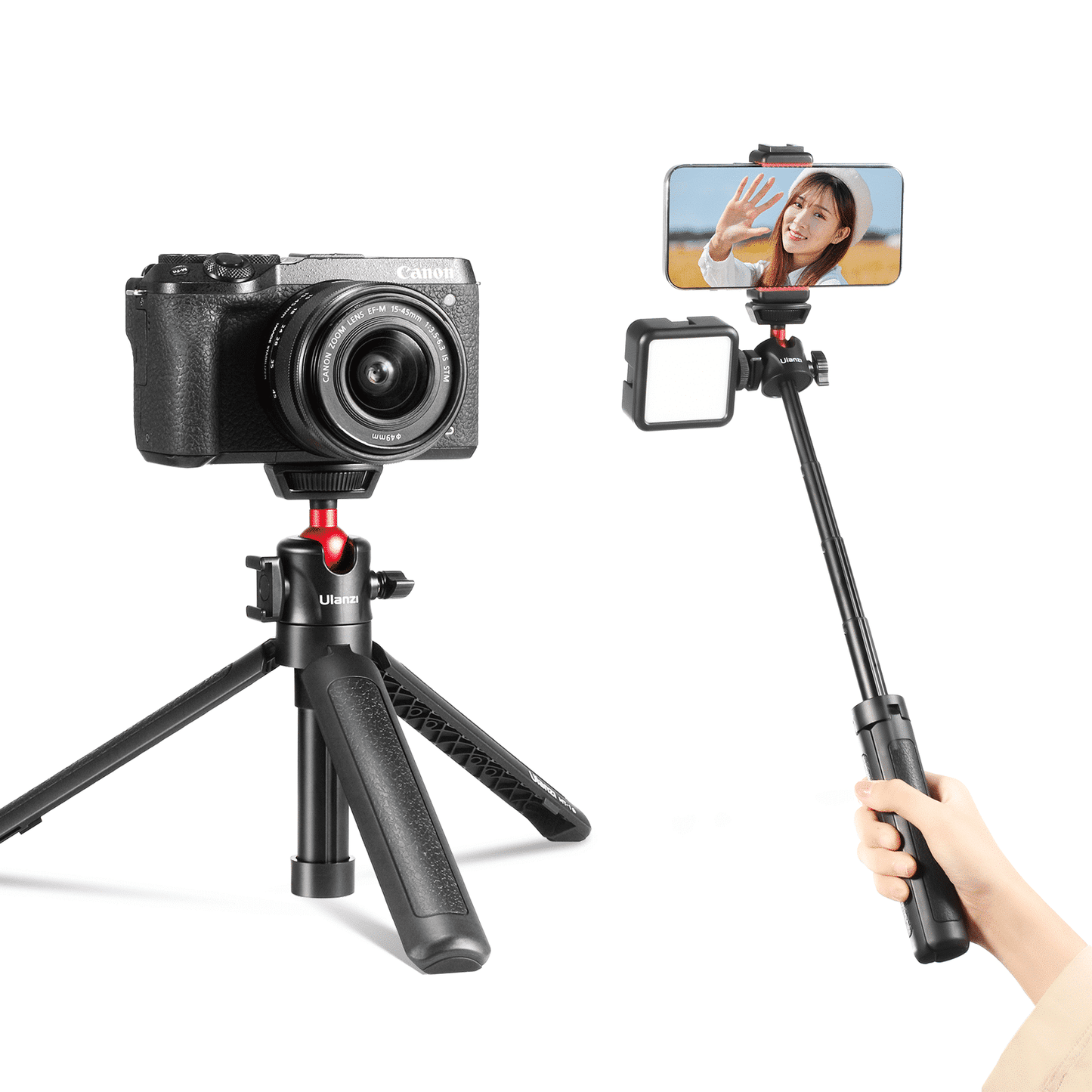 Ulanzi MT-16 Vlogging Tripod, Camera Holder Selfie stick with cold shoe mount