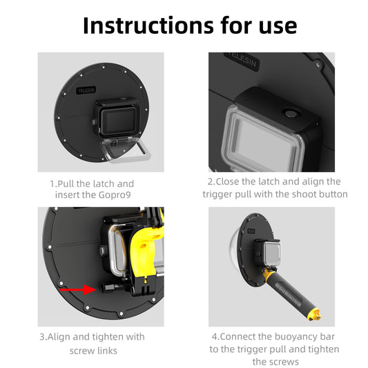 Fusil A Eau TELESIN Dome Port With Diving Stabiliser Kit For GoPro