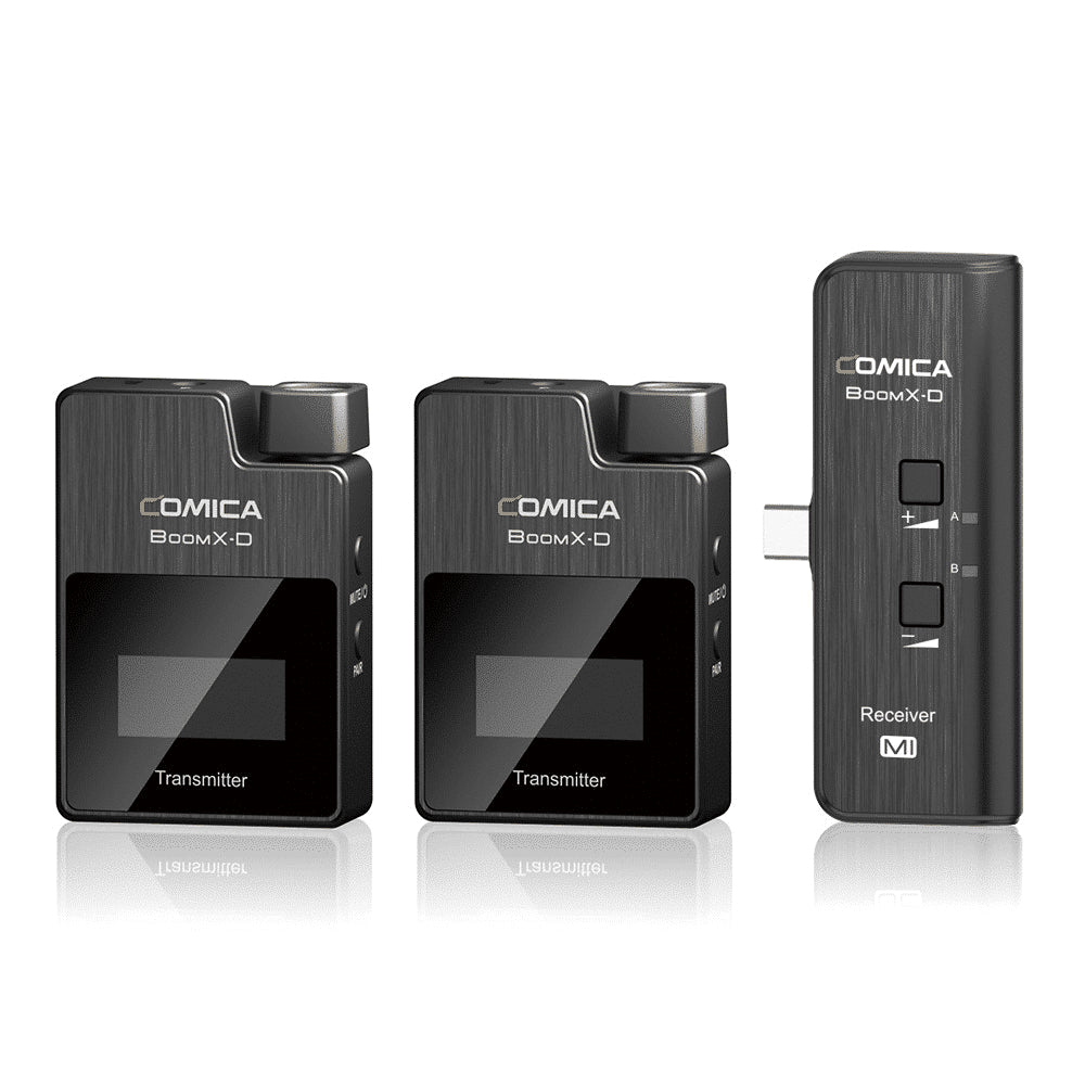 Comica BoomX-D UC2 wireless microphone set with 2 transmitters and USB-C receiver