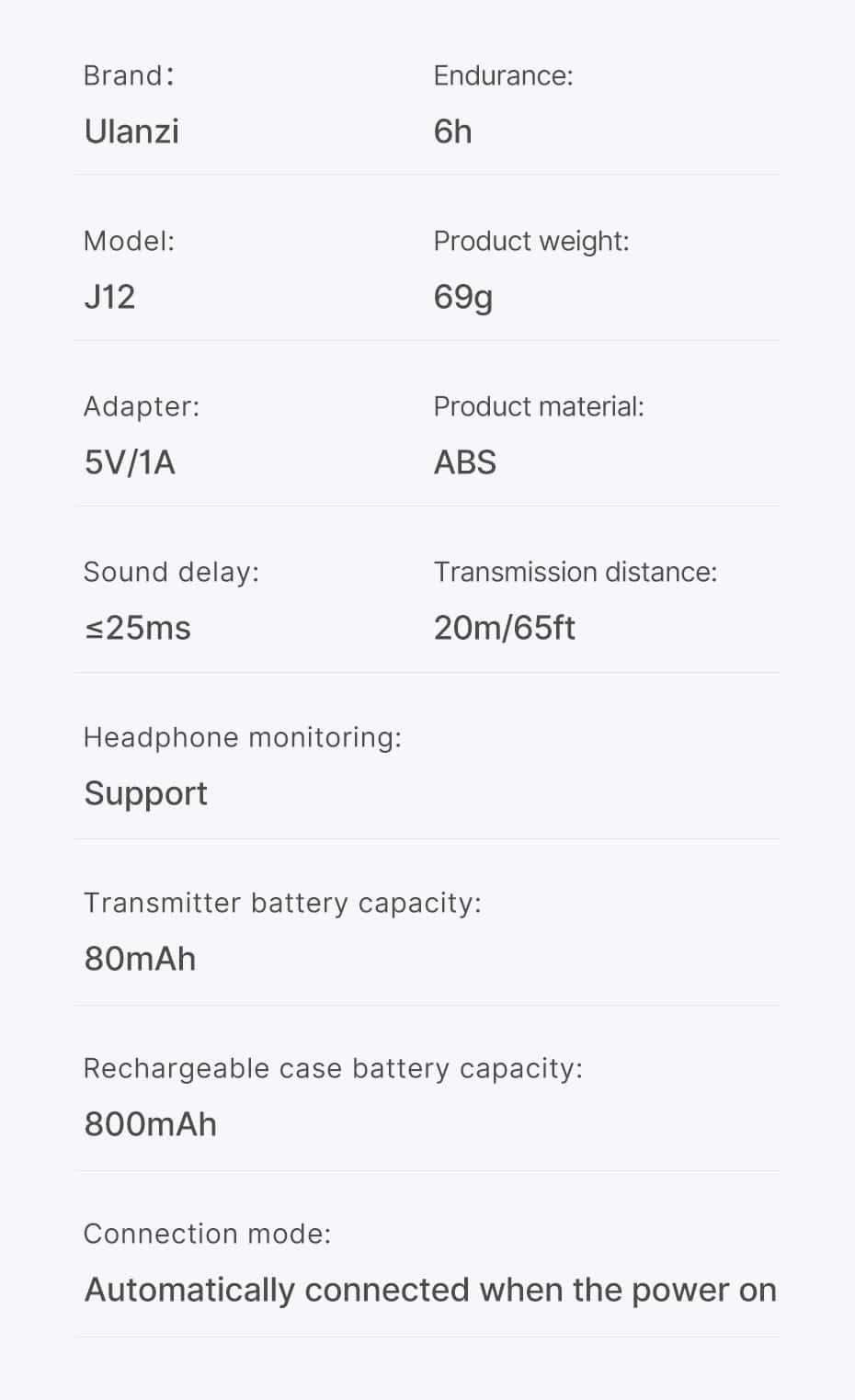 Ulanzi J12 Draadloze smartphone microfoon USB-C