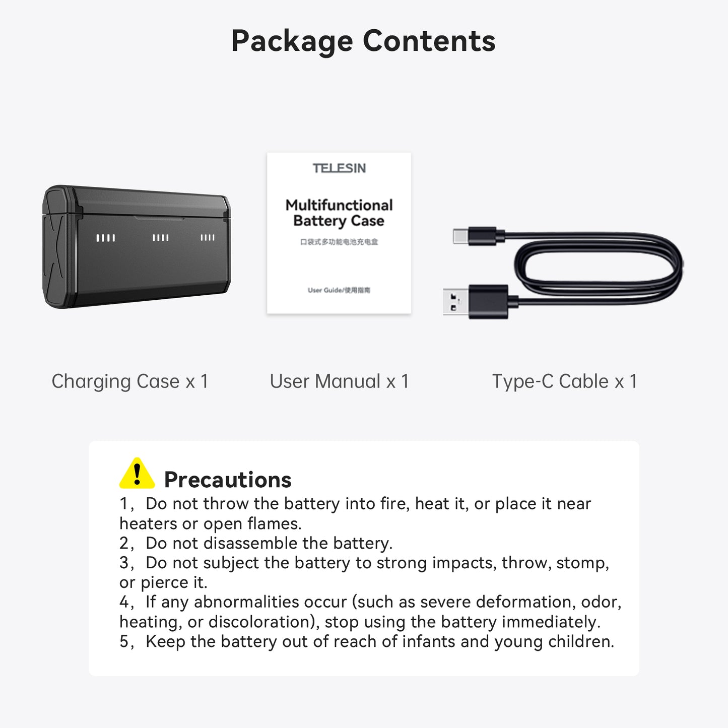 Telesin Pocket oplaadcase voor GoPro Hero 13 batterijen - GoPro Accu's en opladers