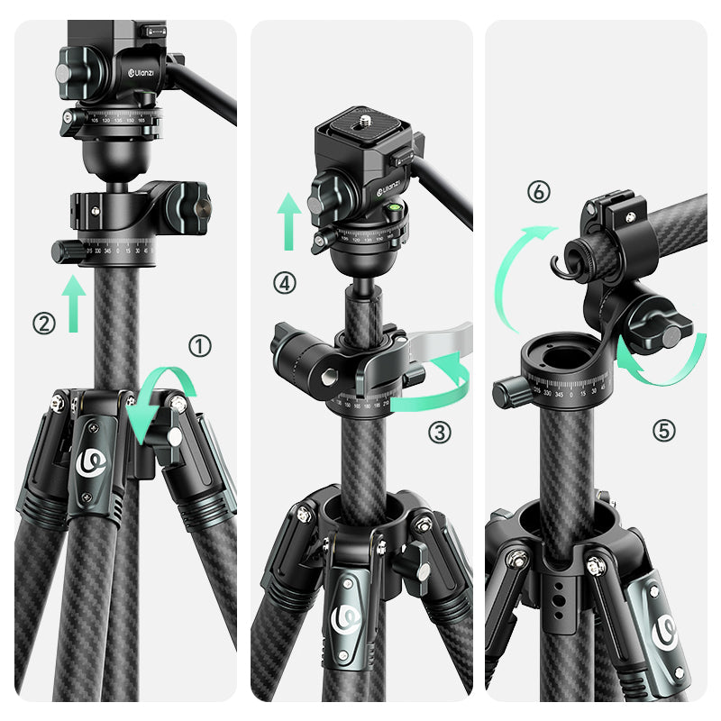 Ulanzi GlideGo JJ06 Video Tripod met kantelbare arm - Carbon - Grote statieven