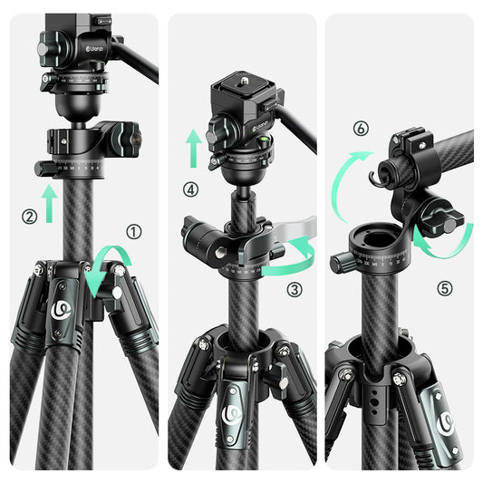 Ulanzi GlideGo JJ06 Video Tripod met kantelbare arm - Carbon - Grote statieven
