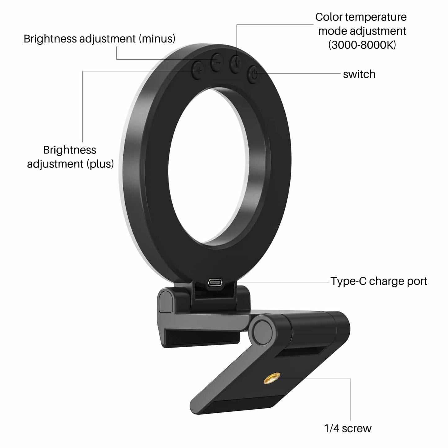 VIJIM CL07 Laptop Ringlamp met Klem