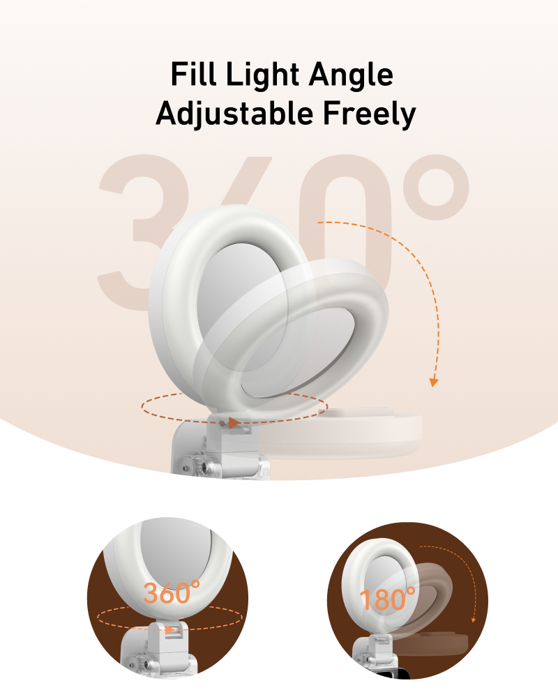 Telesin Mini Selfie Ring Light with Clip for Smartphone - White