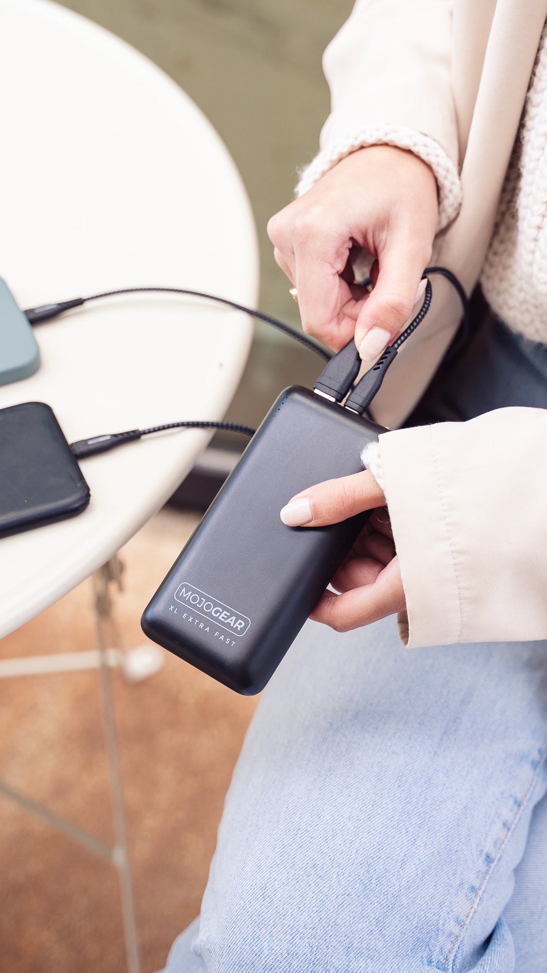 MOJOGEAR MINI XL 20.000 mAh EXTRA FAST powerbank met USB-C naar USB kabel Extra Sterk 3m