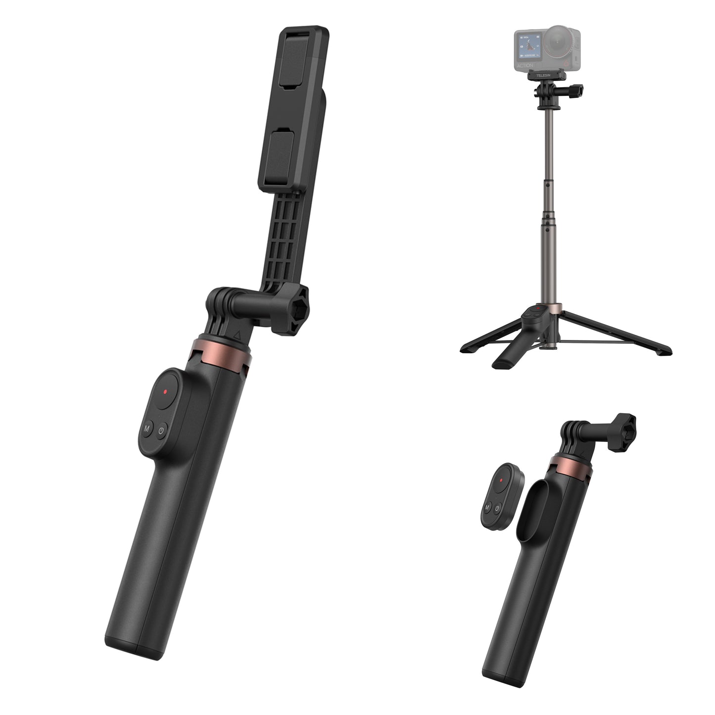 Telesin Vlog Selfie Stick for GoPro, DJI and Smartphone - With Bluetooth remote