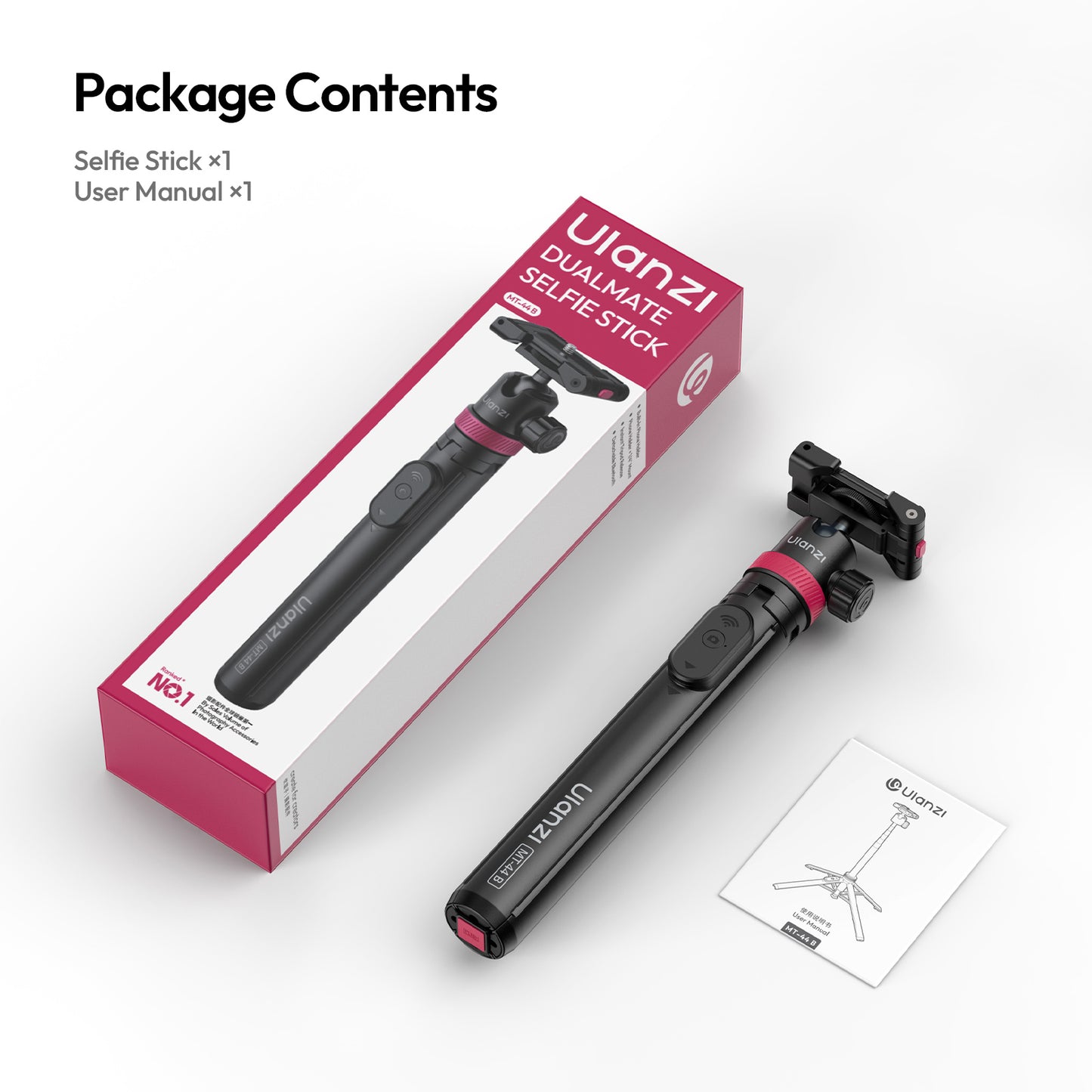 Ulanzi MT-44 B 2-in-1 Selfiestick Statief 150cm + remote - Selfiesticks