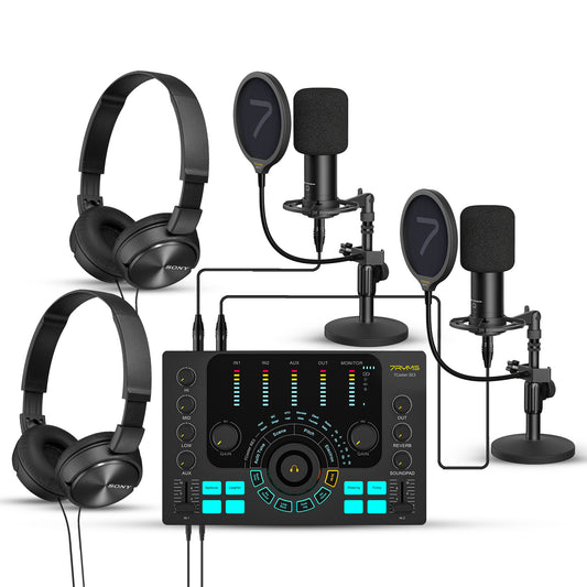 7RYMS Podcast Kit Duo - Caster, 2x microfoon, 2x koptelefoon - Microfoonaccessoires