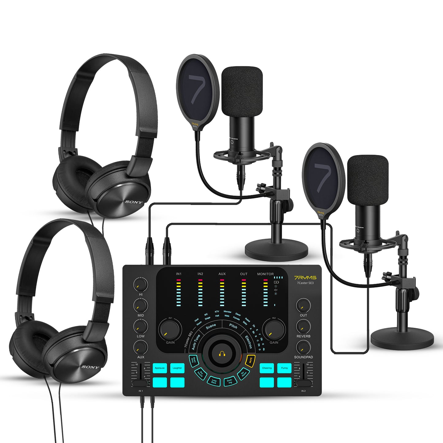 7RYMS Podcast Kit Duo - Caster, 2x microfoon, 2x koptelefoon -