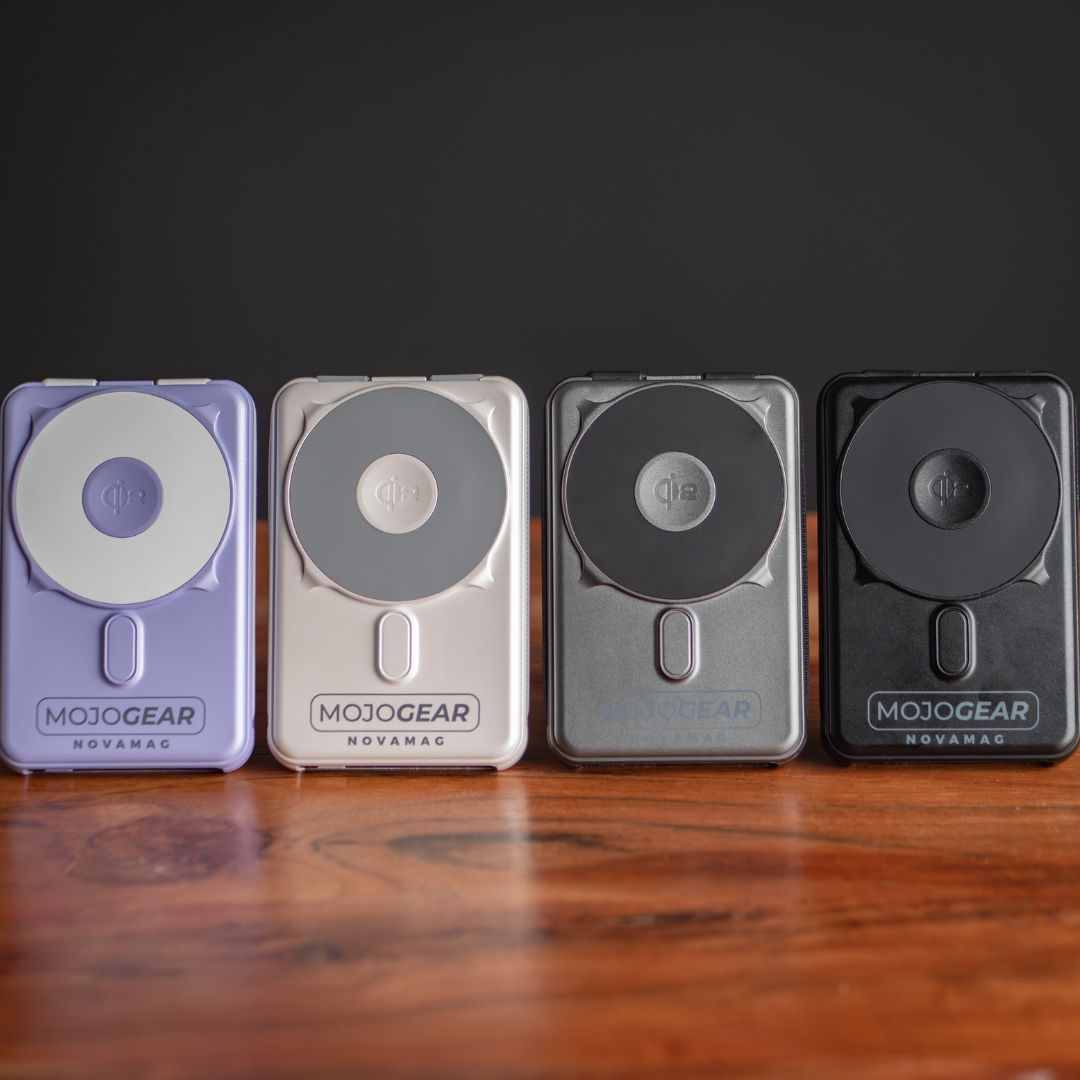MOJOGEAR NovaMag All-in-1 Powerbank 10.000 mAh – Draadloos Qi2 &amp; ingebouwde kabels – Zwart - Powerbanks