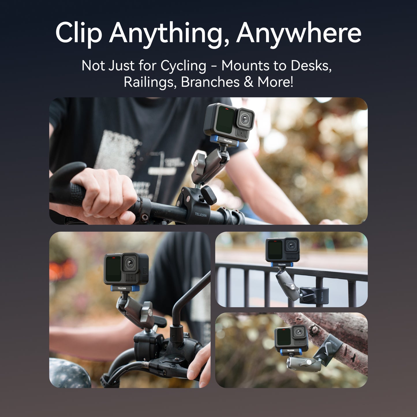 Telesin Tube Clamp voor GoPro 13 - Grijs - GoPro Mounts