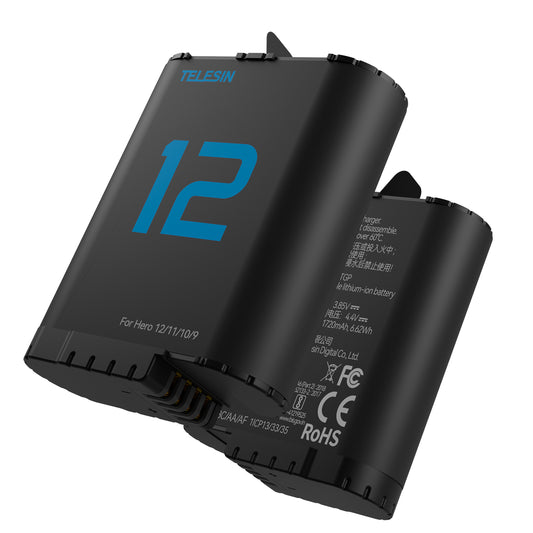 Telesin Batterij (Double Arc) voor GoPro 9 / 10 / 11 / 12 - 1720 mAh - GoPro Accu's en opladers