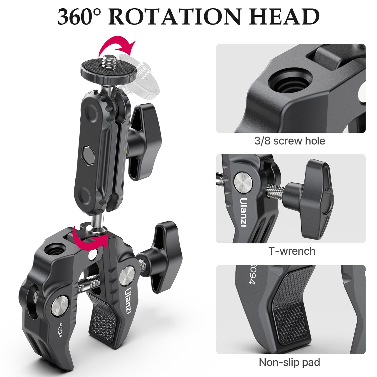 Tube Clamp with Ball Head and Magic Arm - Ulanzi R094 Super Clamp