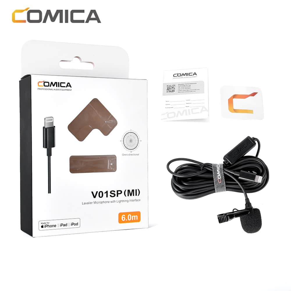 Comica CVM-V01SP (MI) speldmicrofoon met Lightning-aansluiting voor iPhone en iPad - Speldmicrofoons