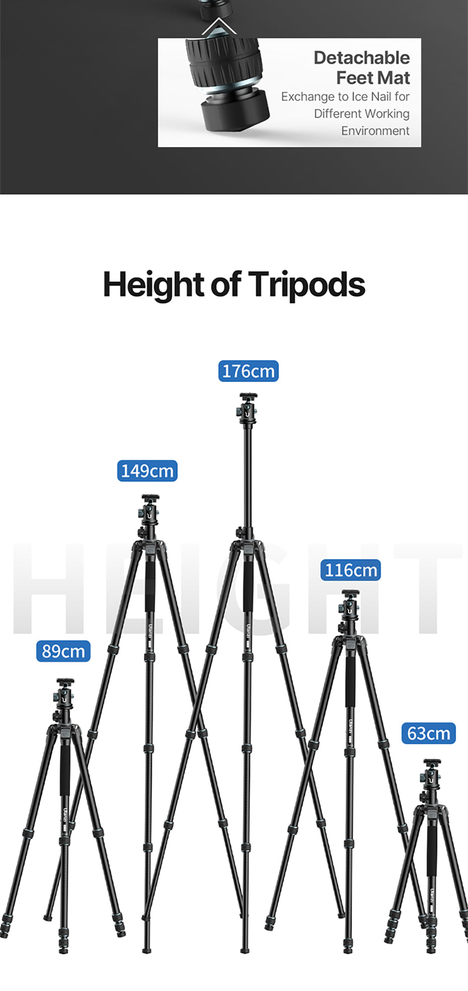 Ulanzi MT-59 premium tripod with horizontal/tiltable arm - 176cm