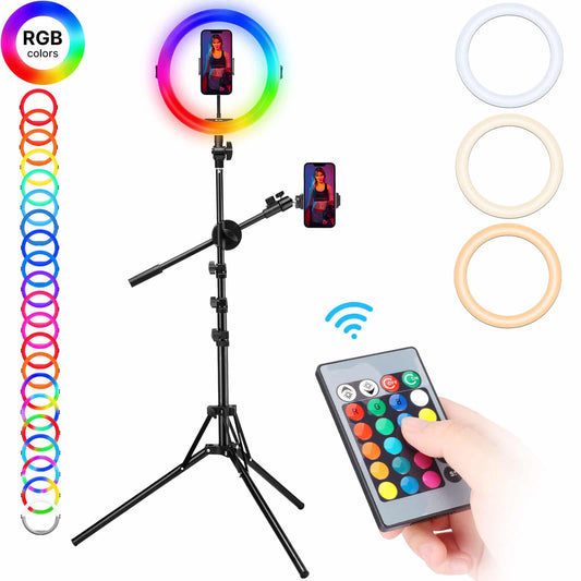 VIJIM K15 RGB Ringlamp met 170cm statief, arm en remote