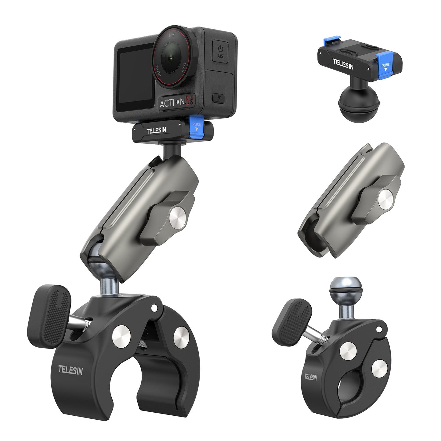 Telesin S3-HBM-14-TDJ Tube Clamp - Grijs