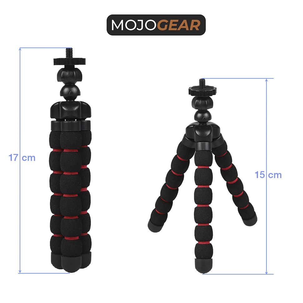 Flexible mini tripod with foam rubber legs Black/Red