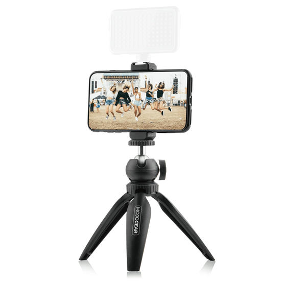 MOJOGEAR Vlog KIT: mini-statief, telefoonhouder & extra lange selfie stick - Ministatieven