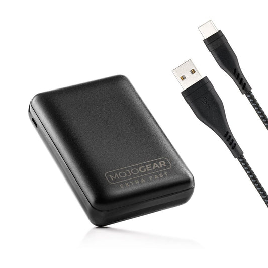 MOJOGEAR MINI EXTRA FAST 10.000 mAh powerbank met USB-C naar USB kabel Extra Sterk 1,5m - Powerbanks