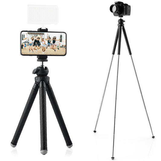 MOJOGEAR tripod with telescopic legs up to 110cm for Smartphone and Camera - with premium phone holder