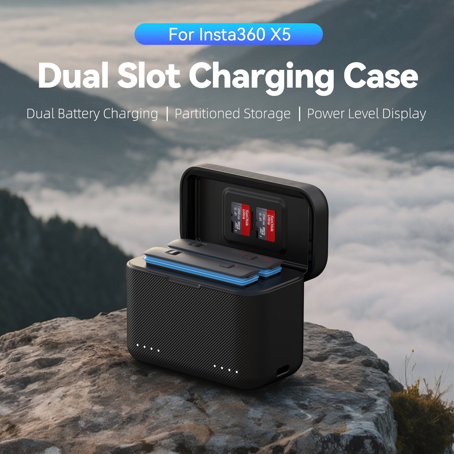 Telesin Charging Box for Insta360 X5 Batteries (2 slots)