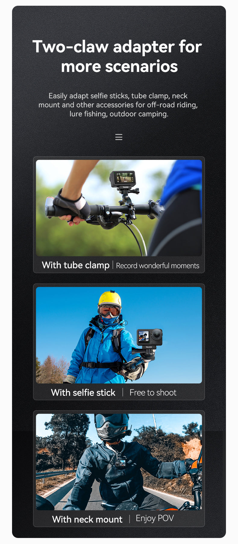 Telesin Magnetic Dual Claw Mount - DJI Osmo Action 3/4/5