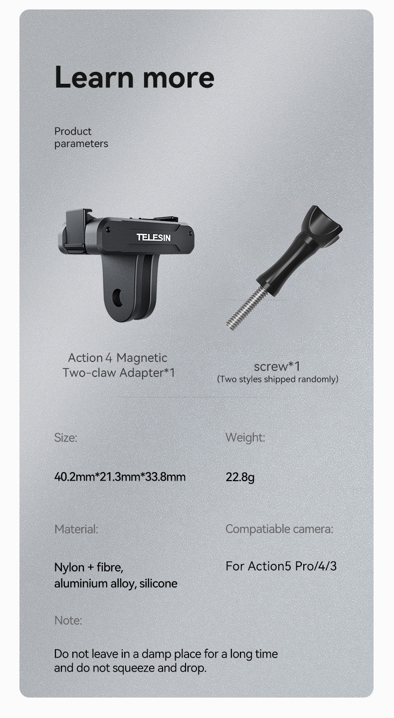 Telesin Magnetic Dual Claw Mount - DJI Osmo Action 3/4/5