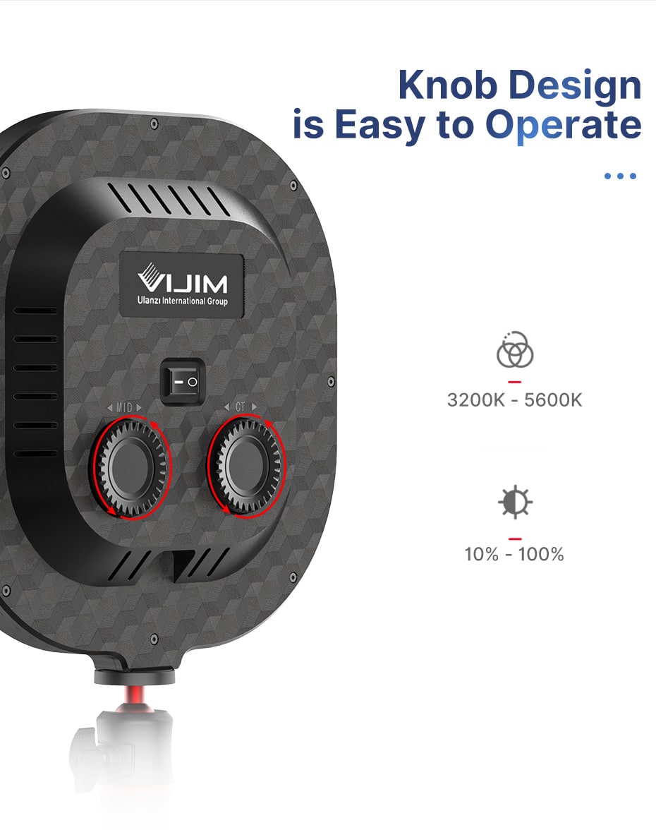 VIJIM K7 Desktop LED-videolamp met in hoogte verstelbaar statief - Obsolete