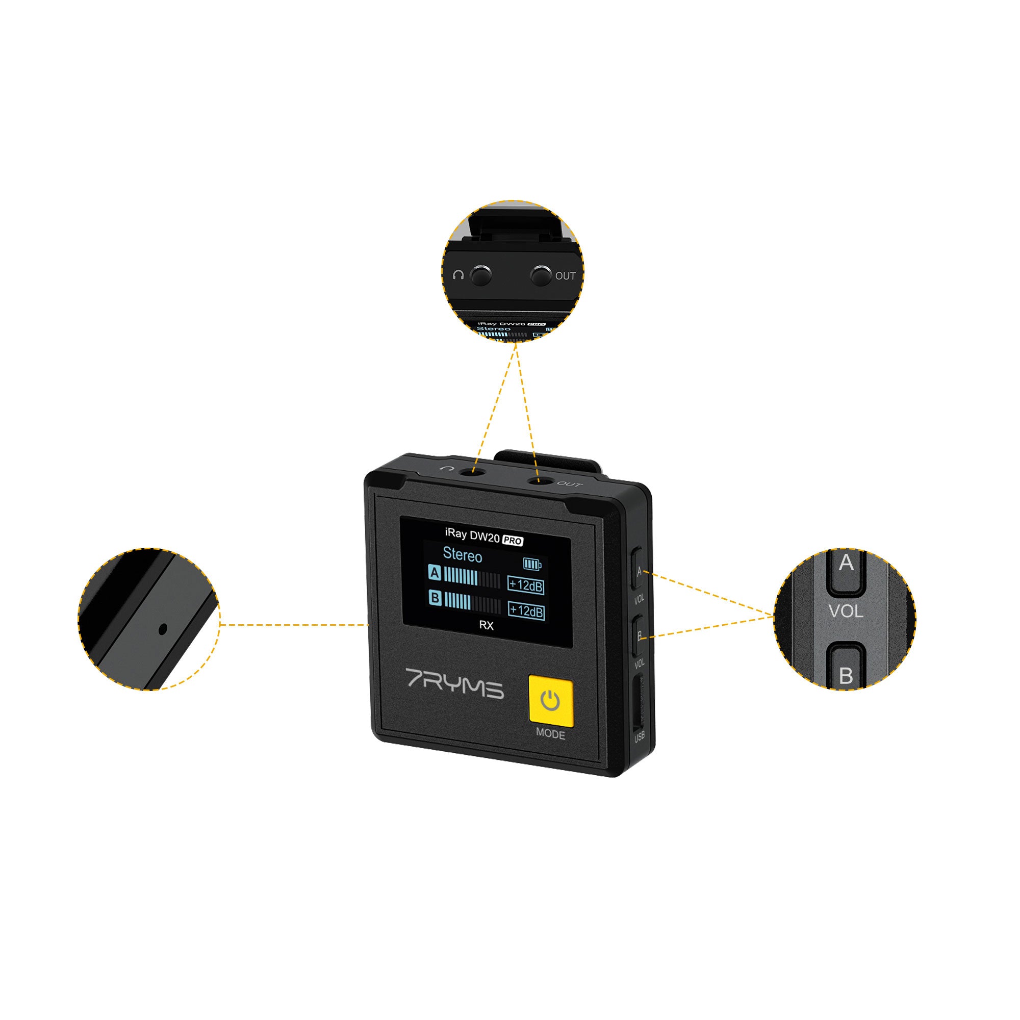 7RYMS iRay DW20 PRO 2.4G Dual-channel Wireless Microphone Set with