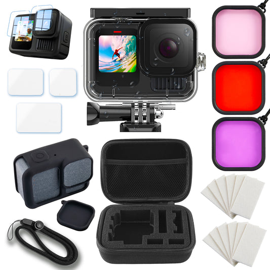 MOJOGEAR Accessory Kit for GoPro 13 with Waterproof Case and Diving Filters