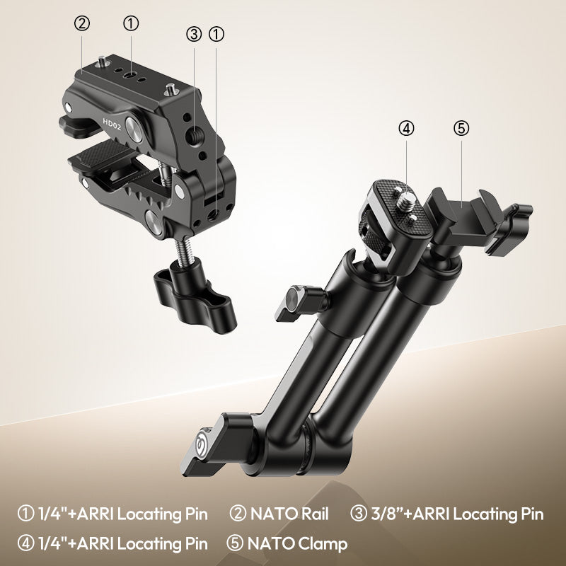 Ulanzi HD02 Magic Arm Kit met Clamp - Zwart - Vaste statieven