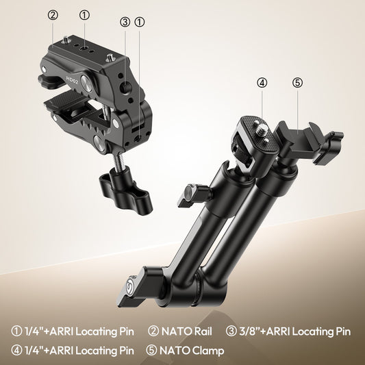 Ulanzi HD02 Magic Arm Kit met Clamp - Zwart - Vaste statieven
