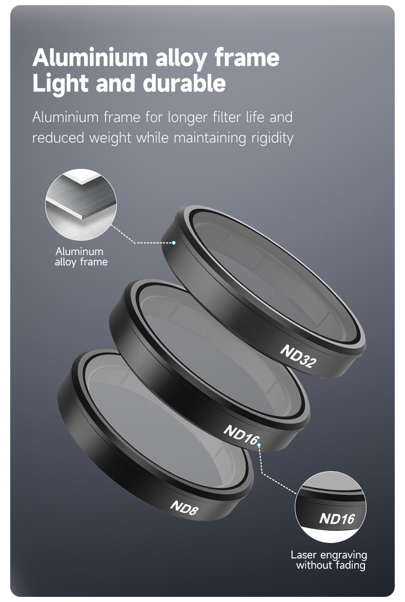 Telesin CPL+ND8/16/32 Lensfilterset (4-pack) voor Osmo Action 3/4 - Lenzen